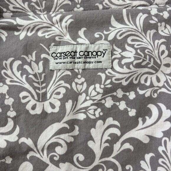 Carseat Canopy Cover Baby Girl Purple Gray Floral Fleece Minky Feminine Washable - Picture 2 of 11